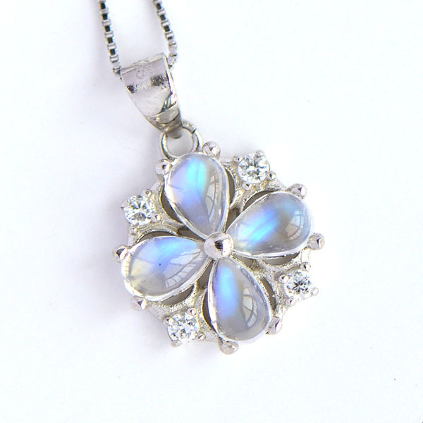 Moonstone Pendant Necklace June Birthstone Jewelry Sterling Silver Accessories Women cute