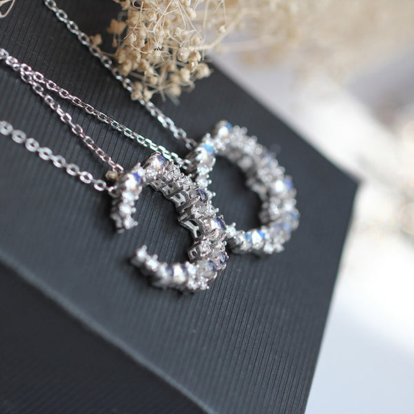 Moonstone Pendant Necklace Silver Handmade June Birthstone Gemstone Jewelry Accessories gift Women adorable