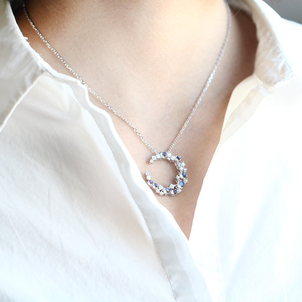 Moonstone Pendant Necklace Silver Handmade June Birthstone Gemstone Jewelry Accessories gift Women chic