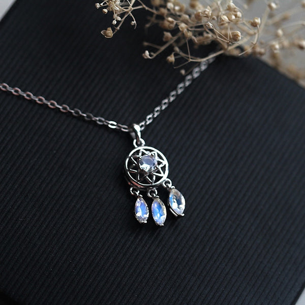 Moonstone Pendant Necklace Silver Handmade June Birthstone Gemstone Jewelry Women
