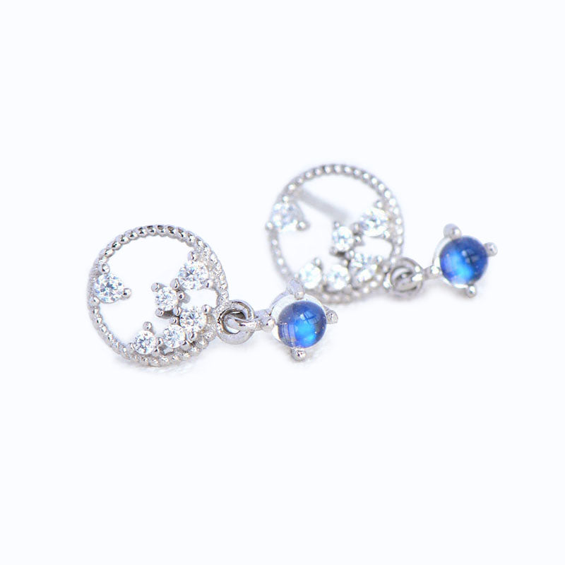 Moonstone Zircon Stud Earrings Gold Silver Jewelry Accessories Women