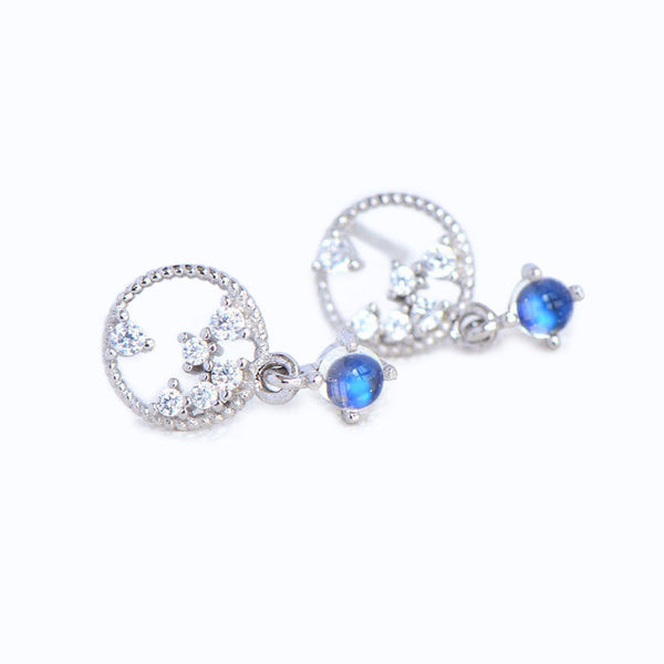 Moonstone Zircon Stud Earrings Gold Silver Jewelry Accessories Women