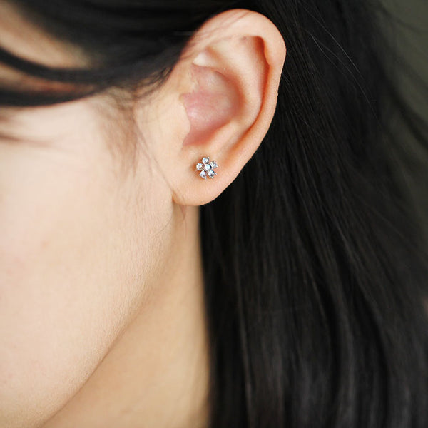 Moonstone stud Earrings Gold Sterling Silver Jewelry Accessories Women beautiful