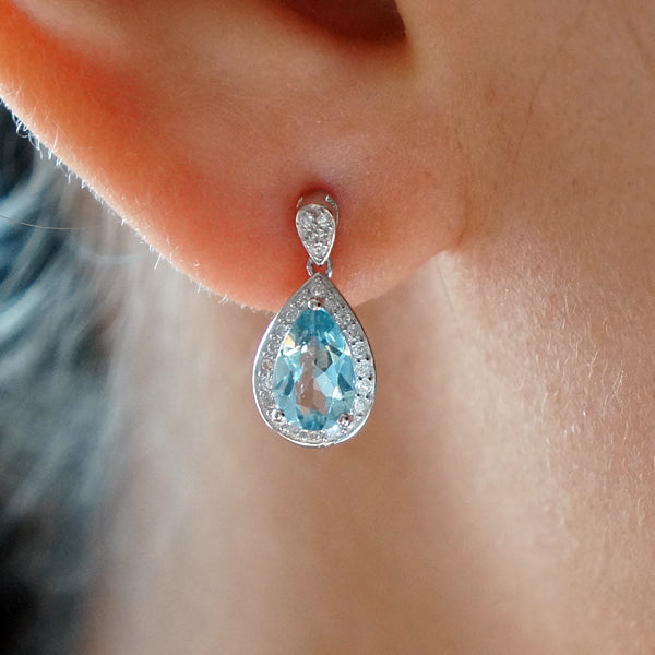 Natural Aquamarine Earrings March Birthstone Gift  Women
