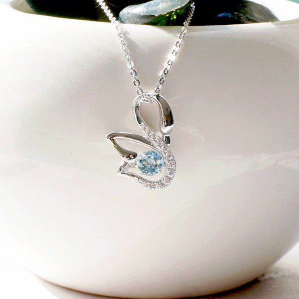 Natural Aquamarine Necklace March Birthstone Jewelry Gift Women