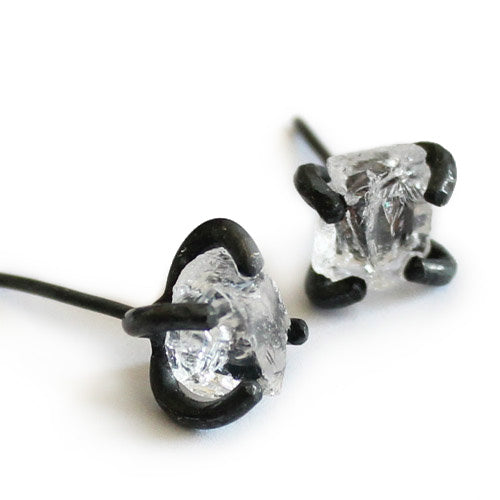 Natural White Quartz Crystal Stud Earrings Vintage Silver Handmade Jewelry Accessories Women