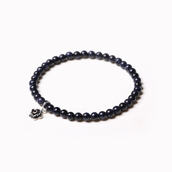 Obsidian Blue Sandstone Beaded Bracelets Handmade Gemstone Jewelry Accessories Women Men adorable