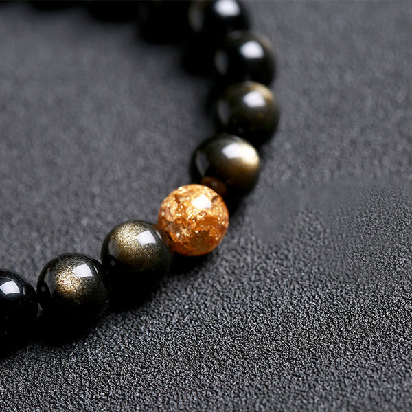 Obsidian Blue Sandstone Beaded Bracelets Handmade Gemstone Jewelry Accessories Women Men fashionable