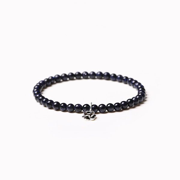 Obsidian Blue Sandstone Beaded Bracelets Handmade Gemstone Jewelry Accessories Women Men