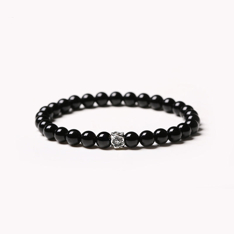Obsidian Onyx Beaded Bracelets Handmade Gemstone Jewelry Accessories Women Men chic