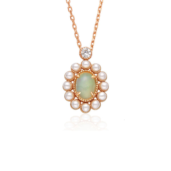 Opal Pearl Pendant Necklace Gold Sterling Silver Jewelry Accessories Women fashionable
