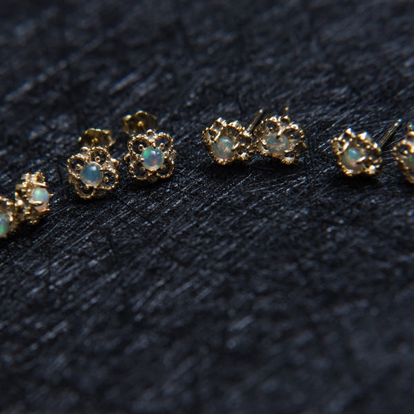 Opal Stud Earrings Gold Silver October Birthstone Handmade Jewelry Women gift