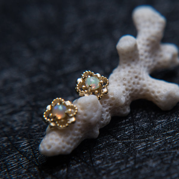 Opal Stud Earrings Gold Silver October Birthstone Handmade Jewelry Women