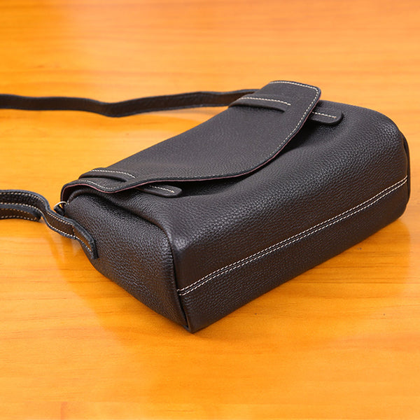  Original Womens Small Leather Satchel Bag Crossbody Bags Purse Cube Bag Black