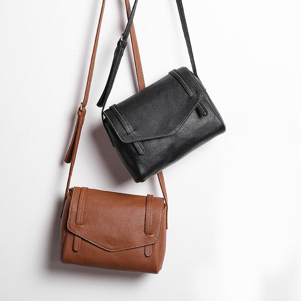 Original Womens Small Leather Satchel Bag Crossbody Bags Purse Cube Bag Handmade