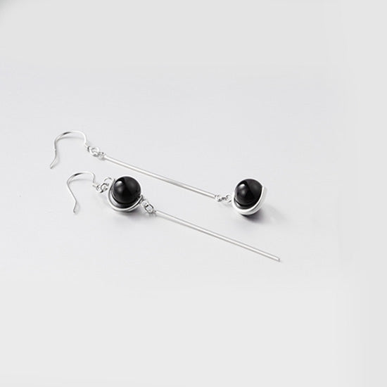 Pearl Dangle Earrings Silver Jewelry Accessories Gifts Women black
