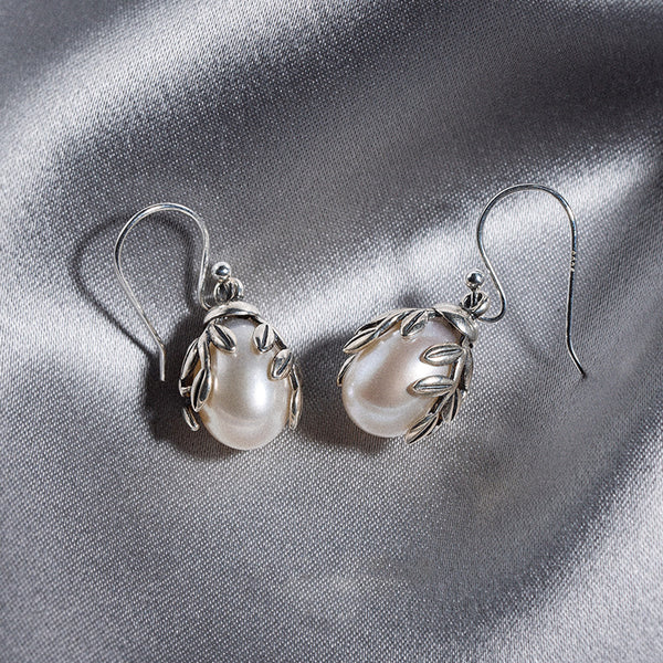 Pearl Drop Earrings Silver Jewelry Accessories Gift Women charm