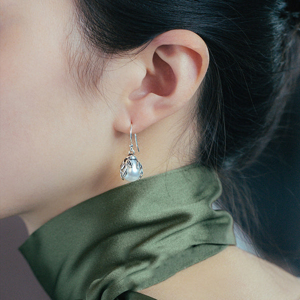 Pearl Drop Earrings Silver Jewelry Accessories Gift Women cute