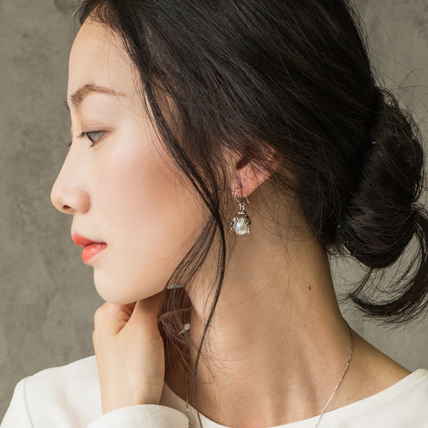 Pearl Drop Earrings Silver Jewelry Accessories Gift Women june birthstone