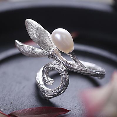 Pearl Silver Ring June Birthstone charm Jewelry