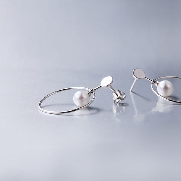 Pearl Stud Earrings Silver Jewelry Accessories Gifts Women CHIC