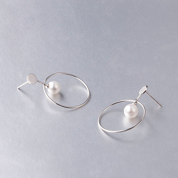 Mother Pearl Stud Earrings in Sterling Silver Circle Jewelry Accessories Gifts For Women