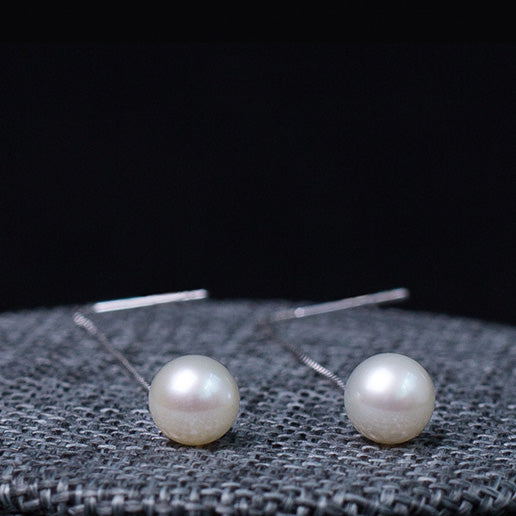 Freshwater Pearl Dangle Threader Earrings in Sterling Silver Jewelry Accessories Gifts For Women