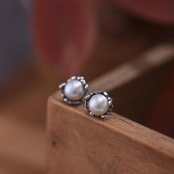 Pearl stud Earrings Silver June Birthstone Jewelry women