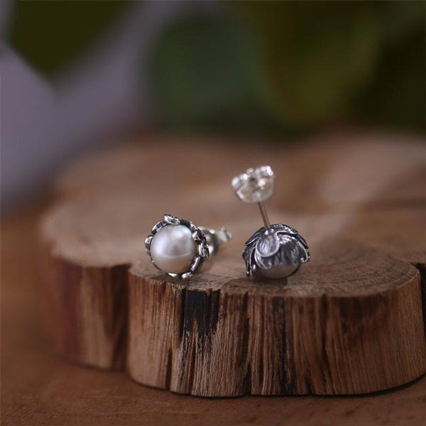 Pearl stud Earrings Silver June Birthstone Jewelry