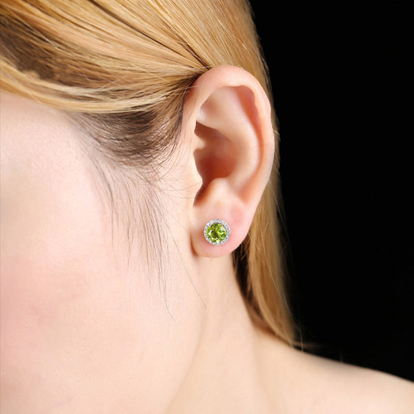 Peridot Stud Earrings Gold Silver Handmade Jewelry Accessories Gifts Women ADORABLE