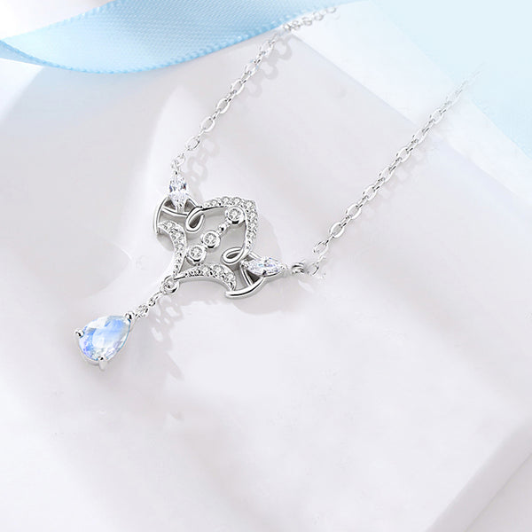 Princess and Knight Moonstone Topaz Pendant Necklace Couple Silver Necklace Cute