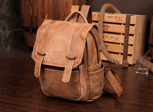 Quality Womens Small Brown Leather Backpack Purse Bags Backpacks for Women Fashion
