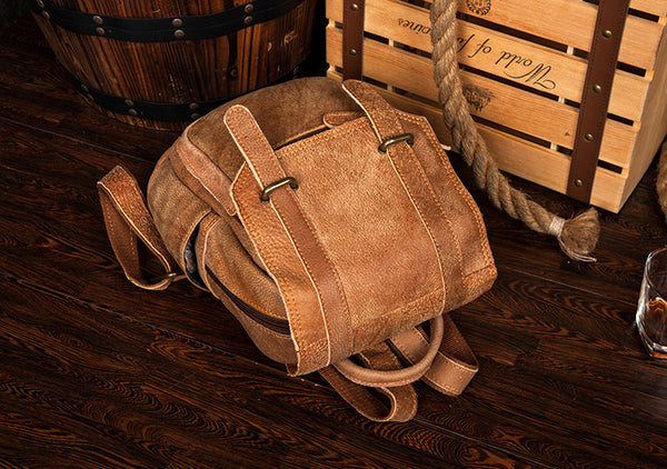 Quality Womens Small Brown Leather Backpack Purse Bags Backpacks for Women Funky