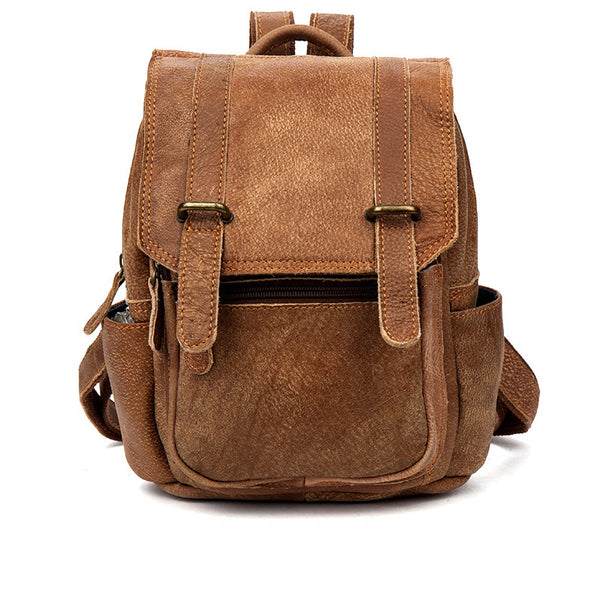 Quality Womens Small Brown Leather Backpack Purse