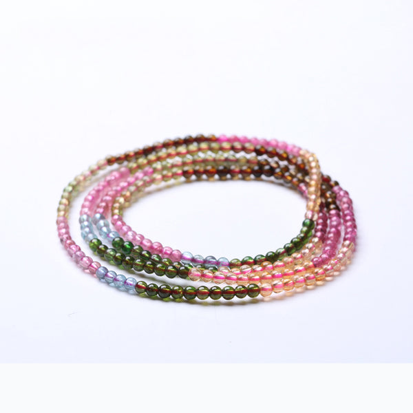 Rainbow Tourmaline Beaded Bracelets Handmade Gemstone Jewelry Accessories Women beautiful