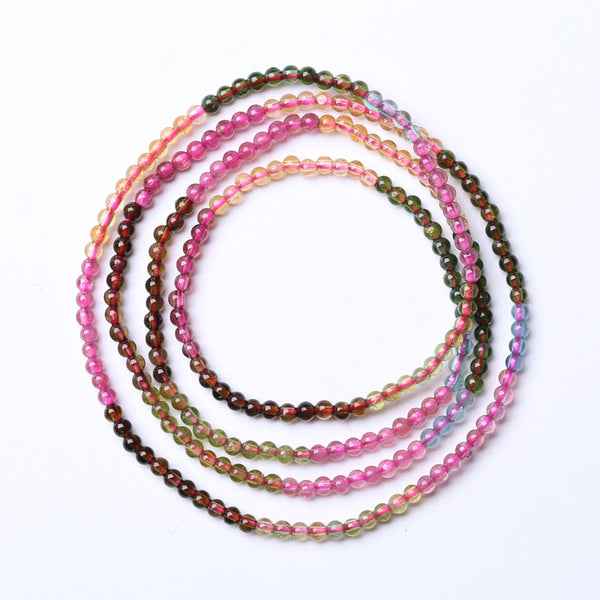 Rainbow Tourmaline Beaded Bracelets Handmade Gemstone Jewelry Accessories Women chic