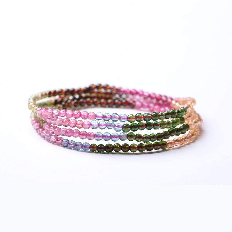 Rainbow Tourmaline Beaded Bracelets Handmade Gemstone Jewelry Accessories Women