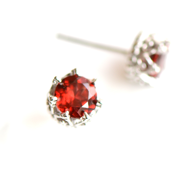 Red Garnet Stud Earrings Silver Handmade Jewelry Accessories Women charming girl