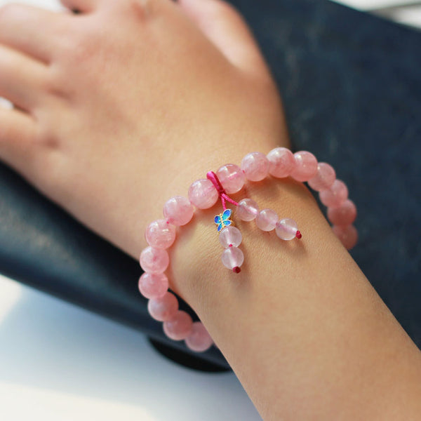 Rose Quartz Beaded Bracelet Handmade Gemstone Jewelry Accessories Gifts Women adorable