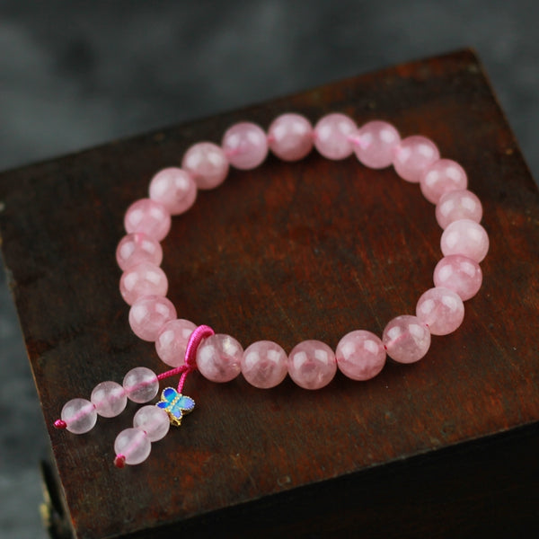 Rose Quartz Beaded Bracelet Handmade Gemstone Jewelry Accessories Gifts Women chic