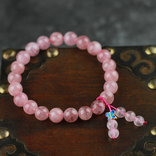 Rose Quartz Beaded Bracelet Handmade Gemstone Jewelry Accessories Gifts Women cute