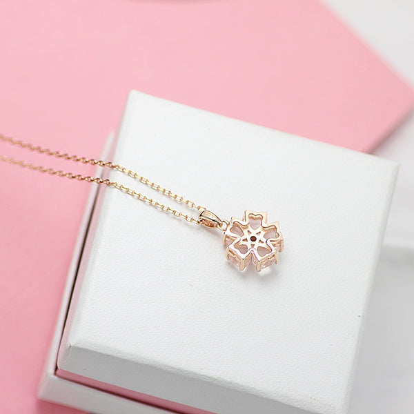 Rose Quartz Crystal Pendant Necklace Gold Silver Gemstone Jewelry Accessories Women back