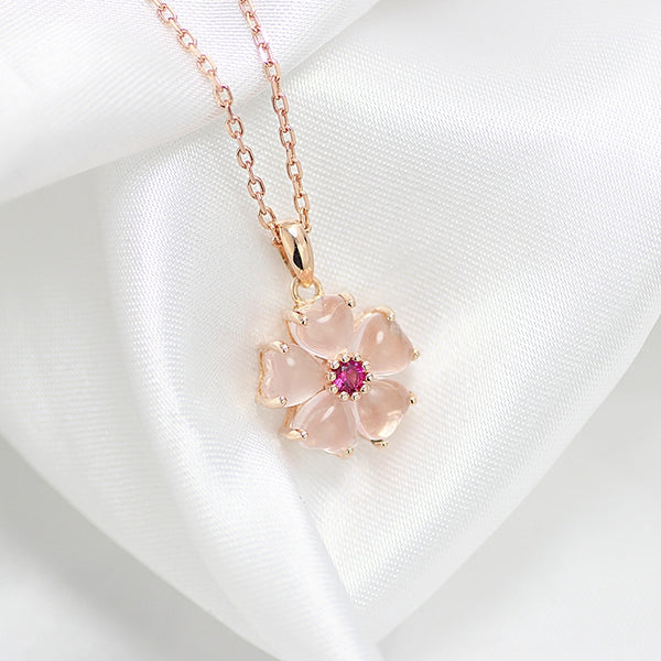 Rose Quartz Crystal Pendant Necklace Gold Silver Gemstone Jewelry Accessories Women pink