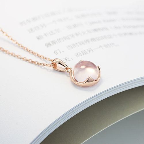 Rose Quartz Pendant Necklace Gold Silver Jewelry Accessories Gift Women adorable