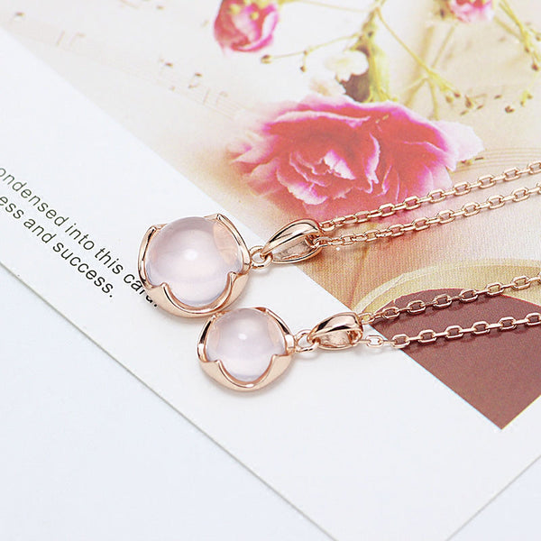 Rose Quartz Pendant Necklace Gold Silver Jewelry Accessories Gift Women girls