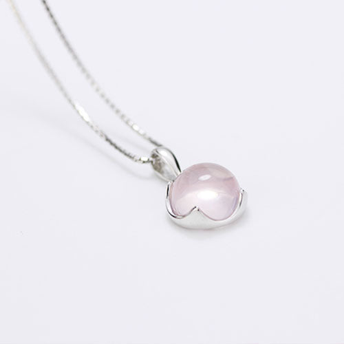 Natural Rose Quartz Pendant Necklace in Sterling Silver Jewelry Accessories Gift For Women