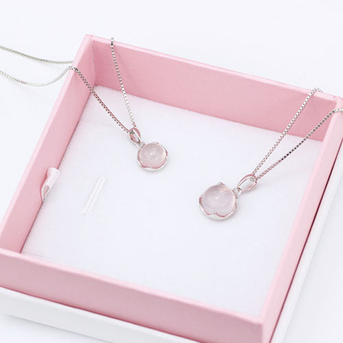 Rose Quartz Pendant Necklace Silver Jewelry Accessories Gift Women beautiful