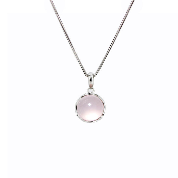Rose Quartz Pendant Necklace Silver Jewelry Accessories Gift Women pink
