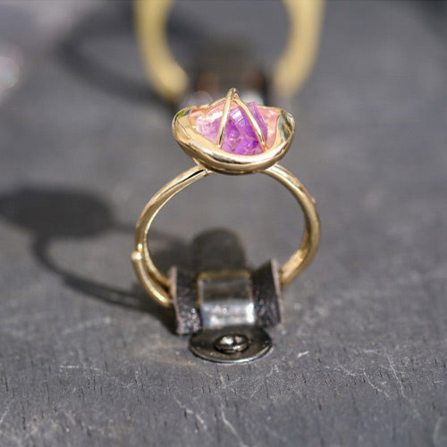 Rough Amethyst Ring Gold Cooper Handmade Feb Birthstone Jewelry Accessories Women promiss rings