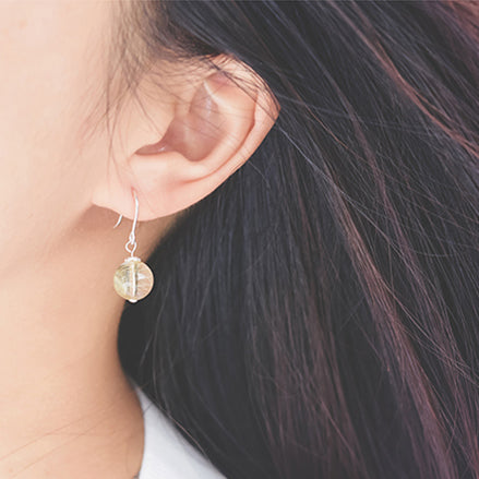 Rutilated Quartz Crystal Bead Drop Earrings Handmade Jewelry Accessories Women beautiful